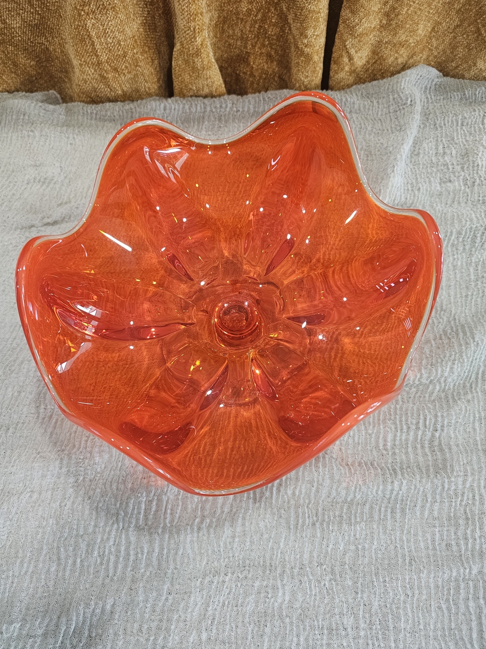 Viking Epic Persimmon Glass Compote Bowl Vintage Mid-century - Picture 2 of 8